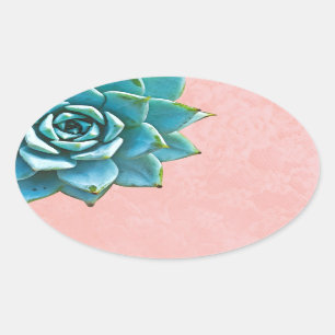 Adesivo Oval Coloração d'água Suculta Lace Rosa