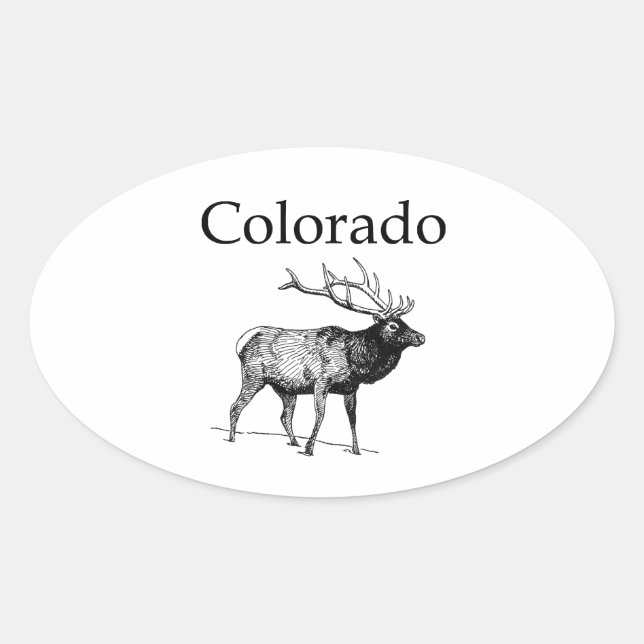 Adesivo Oval Colorado Elk (arte em linha) (Frente)