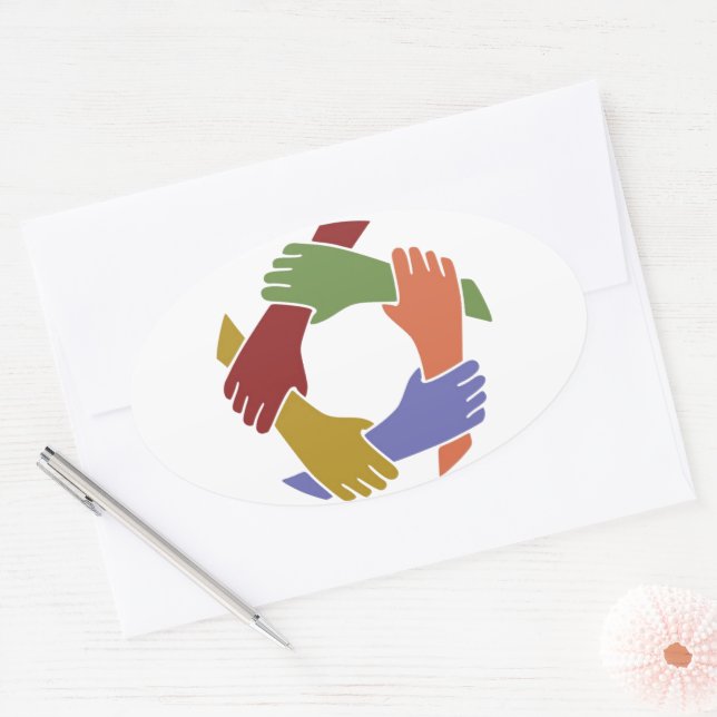 Adesivo Oval Colorido Vinheta de Mão (Envelope)