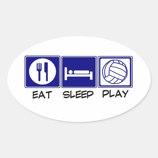 Adesivo Oval Coma, Dorme, Jogue Voleibol (Frente)
