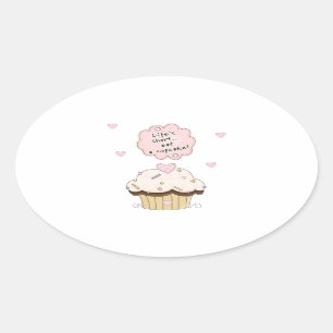 Adesivo Oval Coma um cupcake