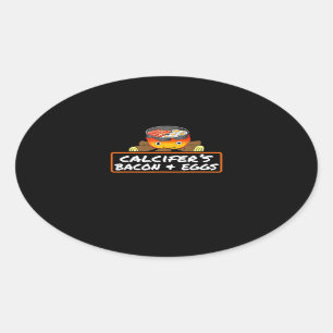 Adesivo Oval Comida Lover Pun Bacon Ovo Cook Calcifers Presente