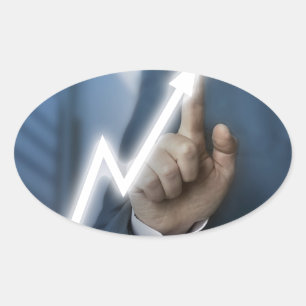 Adesivo Oval Conceito de ecrã táctil do preço das ações dos des