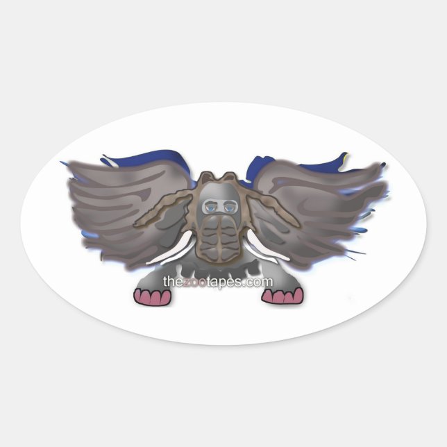 Adesivo Oval Conjunto de Coletor de Fitas de Zoo (Frente)