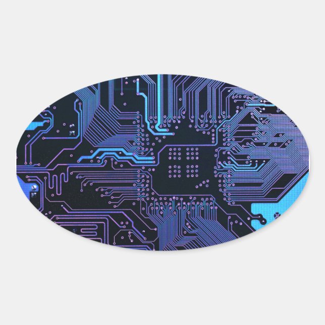 Adesivo Oval Conselho Nerd de saída PCB Blue Electronic Circuit (Frente)