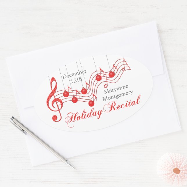 Adesivo Oval Considerando do feriado, Red Lace (Envelope)