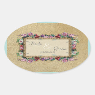 Adesivo Oval Convite de casamento elegante formal clássico do