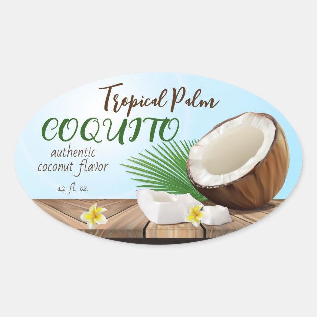 Adesivo Oval Coquito Tropical (Frente)