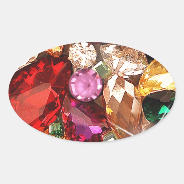 Adesivo Oval Cor das joias cintilantes (Frente)