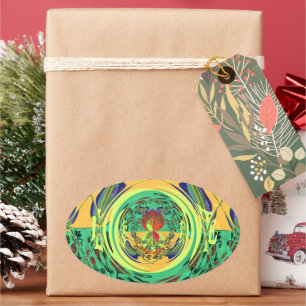 Adesivo Oval Cor de Brincadeira de Amor de Natal