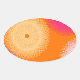 Adesivo Oval cor laranja e rosa pop