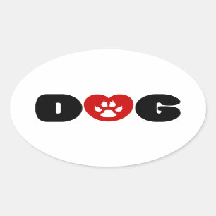 Adesivo Oval Coração de Amor de Cão