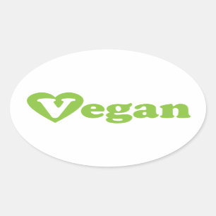 Adesivo Oval Coração do verde do texto do Vegan