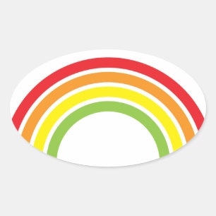 Adesivo Oval coração retro do arco-íris
