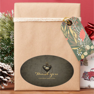 Adesivo Oval Coração Steampunk,