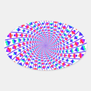 Adesivo Oval Corações Coloridos, Ouros, Espadas e Pilhas