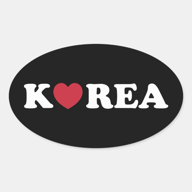 Adesivo Oval Coreano Ama Vestido de Coração (Frente)