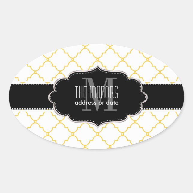 Adesivo Oval Cores do pixDezines moroccan trellis/DIY (Frente)