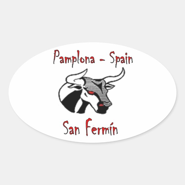 Adesivo Oval Correr com touros (Frente)