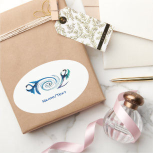 Adesivo Oval Costume Mystical dos dragões azuis da fantasia