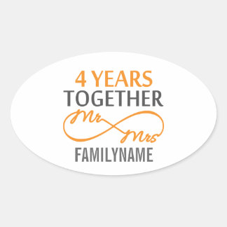 Adesivo Oval Costume, Sr. e Sra. 4º Aniversário