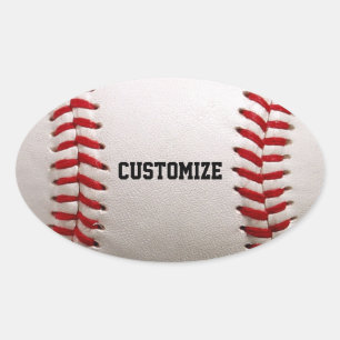 Adesivo Oval Costura de Beisebol e Softbol com Texto Personaliz