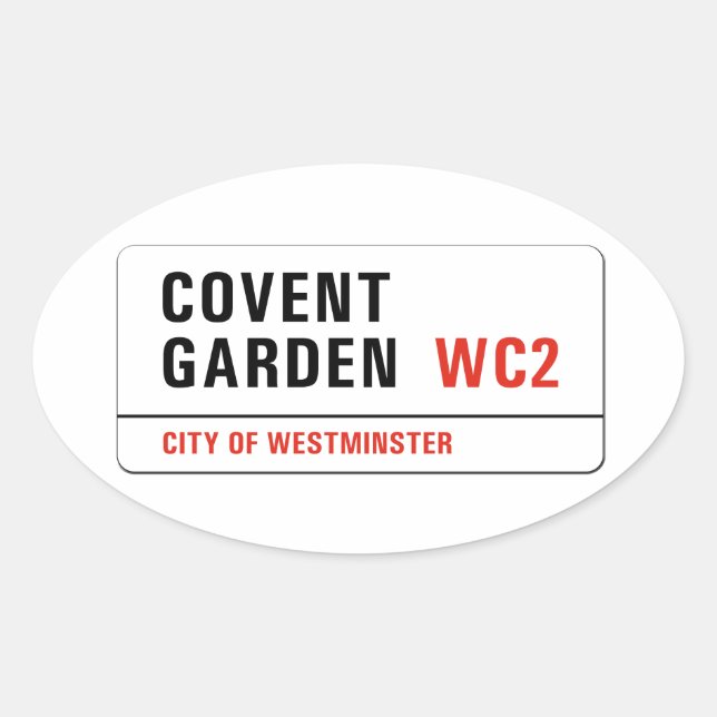 Adesivo Oval Covent Garden, London Street Sign (Frente)
