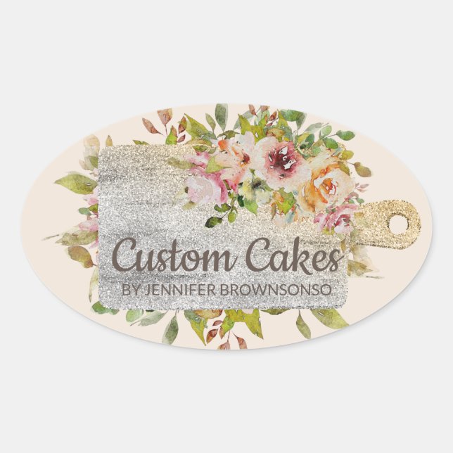 Adesivo Oval Cozinha da padaria do Conselho de corte Dourada (Frente)