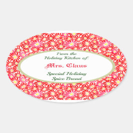 Adesivo Oval Cozinha de Natal de Poinsettia Baking Sticker