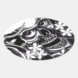 Adesivo Oval Crânio de tatuagem