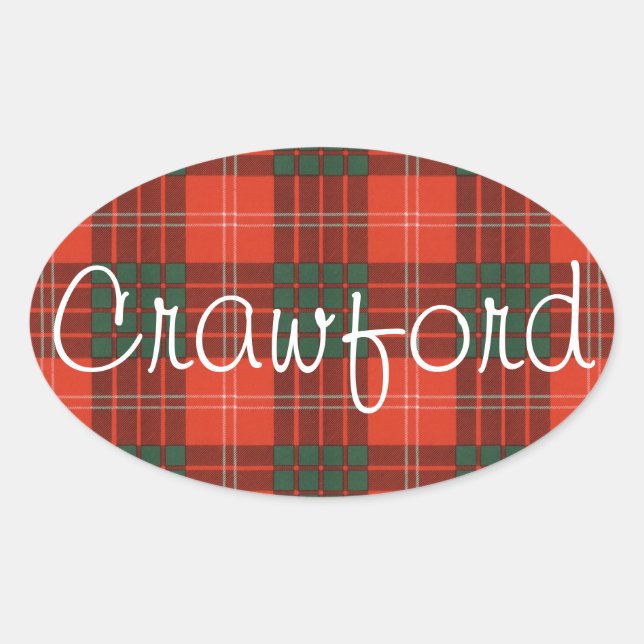 Adesivo Oval Crawford Scottish clan tartan - Xadrez (Frente)