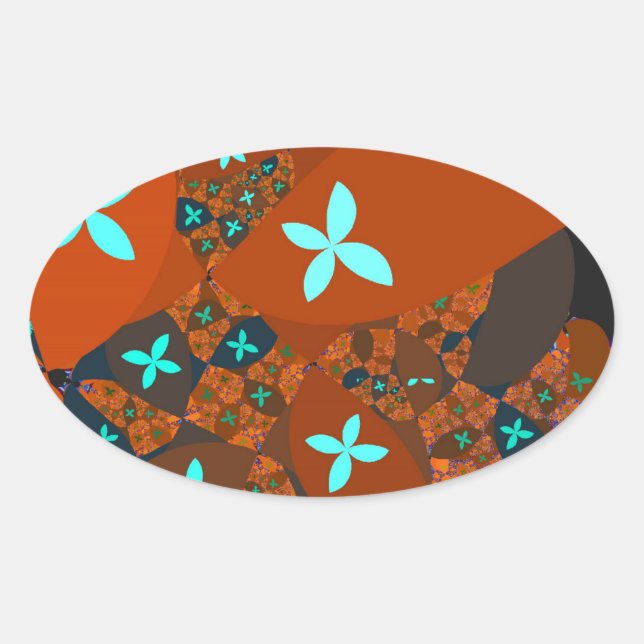 Adesivo Oval Crazy Quilt - DESIGN FRACTAL ABSTRACT (Frente)