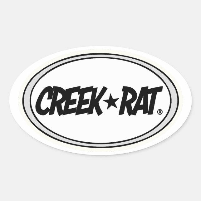 Adesivo Oval Creekrat Cartoon Studios Creek Rat Logo Decal (Frente)