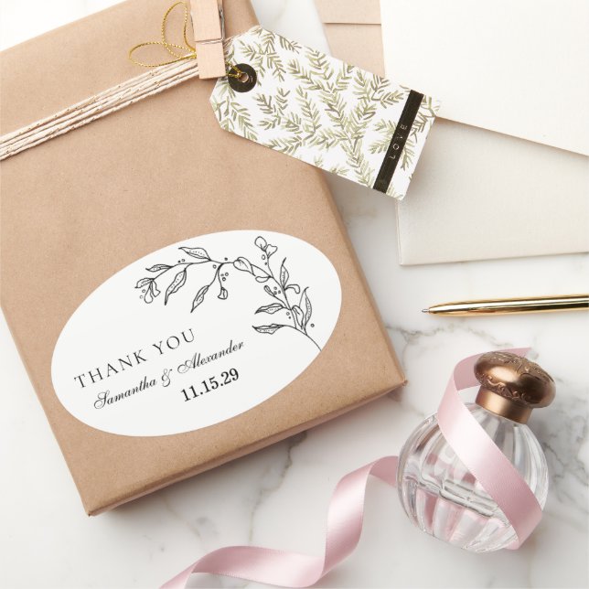 Adesivo Oval Crest Preto e Branco Elegante (Presentear)