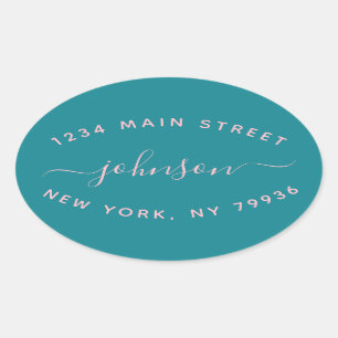 Adesivo Oval Crie seu próprio endereço de retorno preto e branc