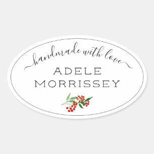 Adesivo Oval Crie Sua Própria Floral De Aquarela Feita Com Amor