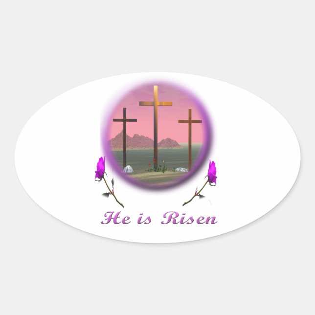 Adesivo Oval Cristo risen (Frente)