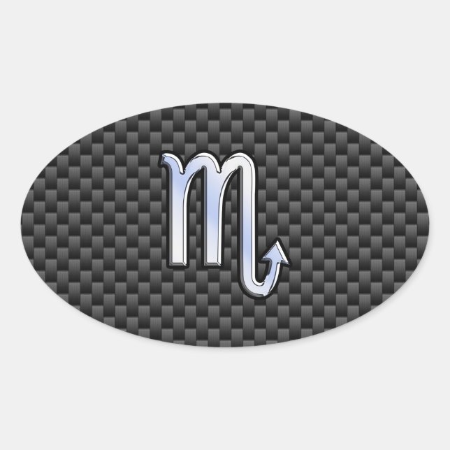 Adesivo Oval Cromo Como Scorpio Sinal Zodiac Impressão de Fibra (Frente)