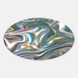 Adesivo Oval Cromo holográfico