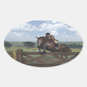 Adesivo Oval Cross Country - Jumping Horse Sticker