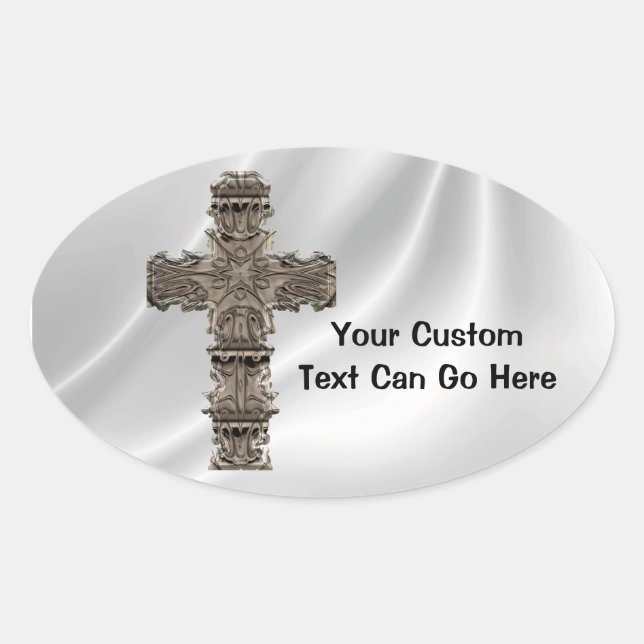 Adesivo Oval Cross On White Satin Sticker (Frente)