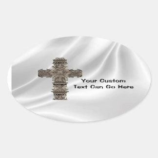 Adesivo Oval Cross On White Satin Sticker
