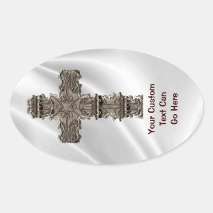 Adesivo Oval Cross On White Satin Sticker
