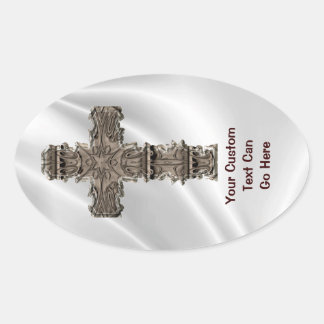 Adesivo Oval Cross On White Satin Sticker