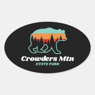 Adesivo Oval Crowders Mountain State Park NC Bear Retro Vintage