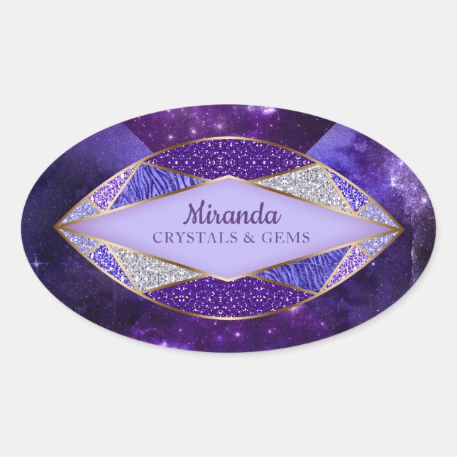 Adesivo Oval Crystal Gem Stone Star Galaxy Oval Sticker 2 (Frente)