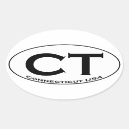 Adesivo Oval CT - Logotipo Oval do Connecticut USA