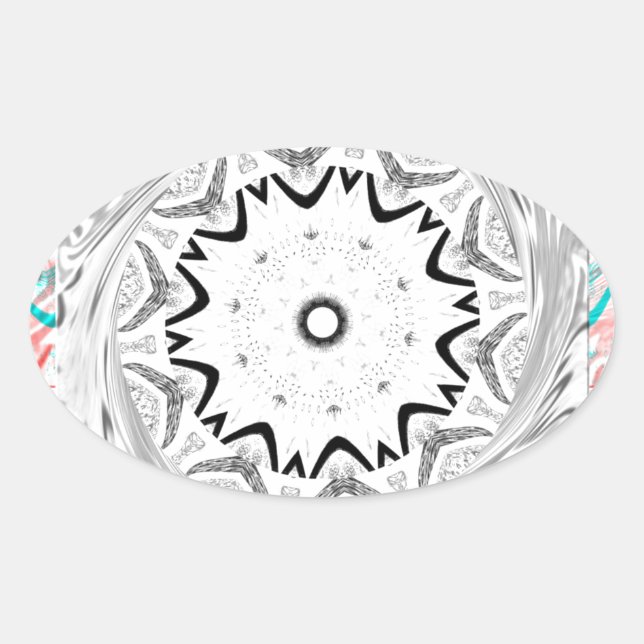 Adesivo Oval Cultura Africana vibrante: Uma fusão rosa e ciano (Frente)