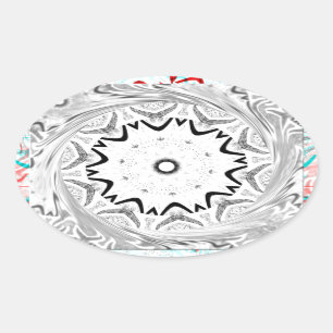 Adesivo Oval Cultura Africana vibrante: Uma fusão rosa e ciano