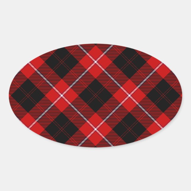 Adesivo Oval Cunningham Tartan Red Xadrez Negra (Frente)